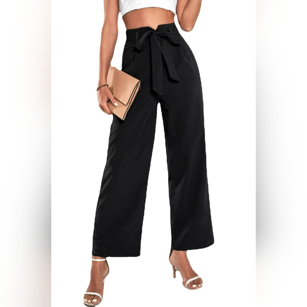 Perfee Belted High-Rise Wide Leg Pants